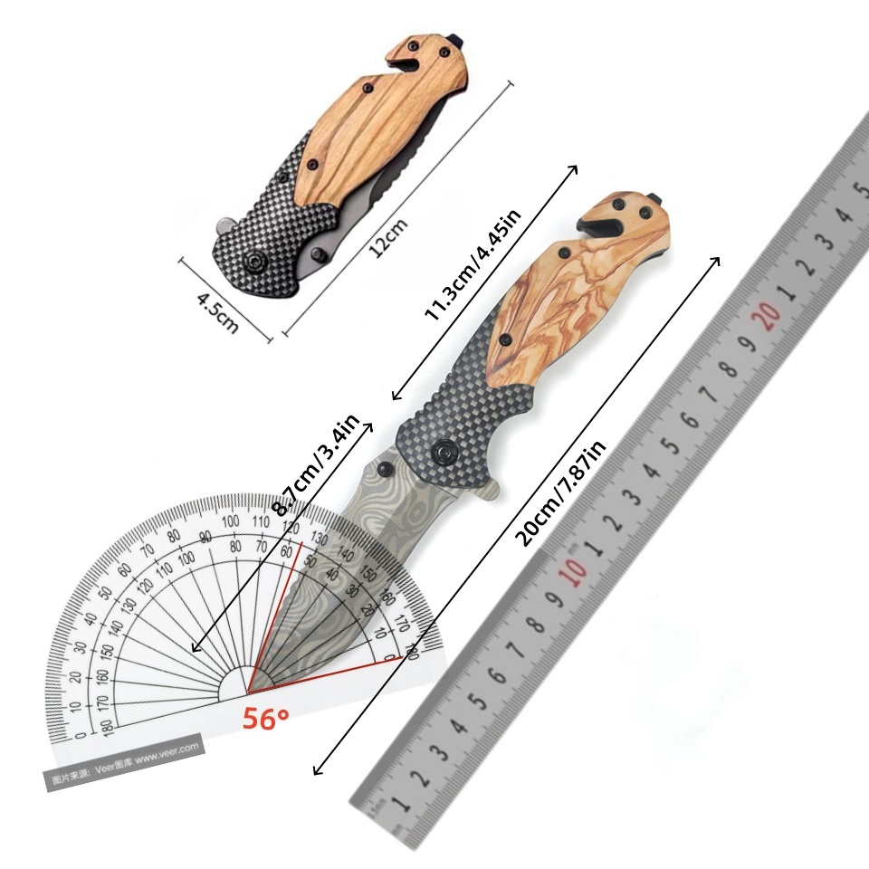 Damascus Pattern Folding Knife - Edc Carry Pocket Knife ulasan dan harga